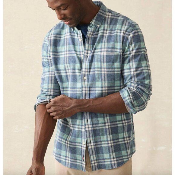 Faherty Coastline Knit Shirt - Holbrook Island Plaid Size Small - Picture 1 of 8